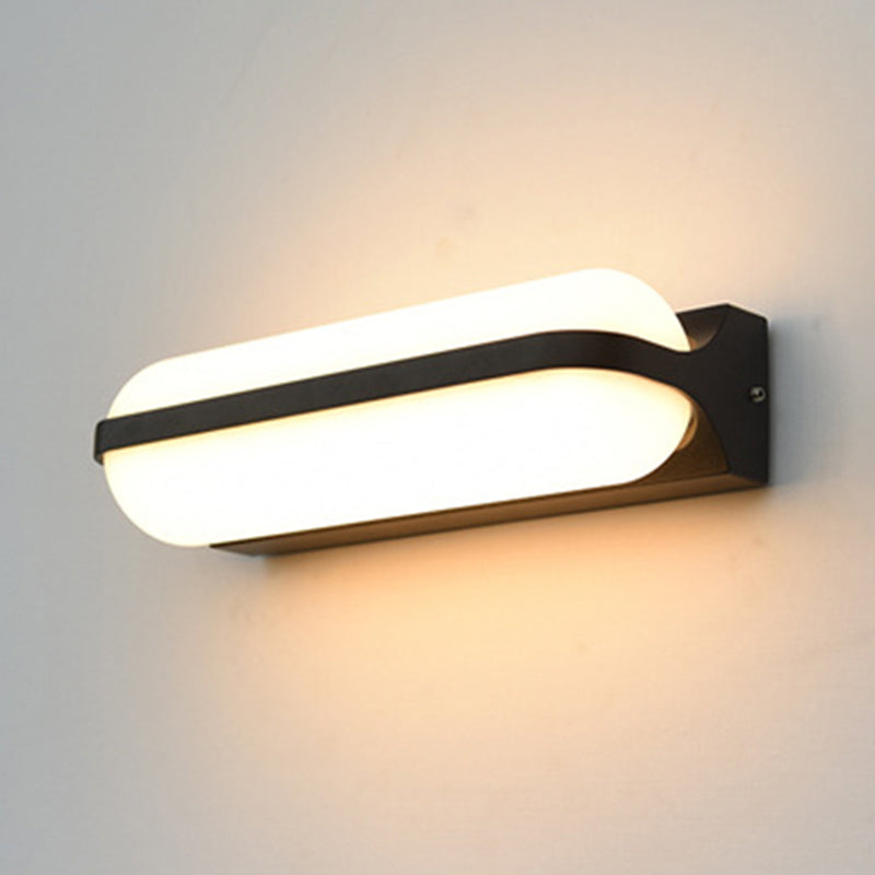 Lisslune | Capsule Flush Wall Lamp Modern Acrylic 1/2-Ball Door Mounted Lamp in Black