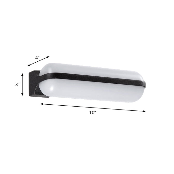 Lisslune | Capsule Flush Wall Lamp Modern Acrylic 1/2-Ball Door Mounted Lamp in Black