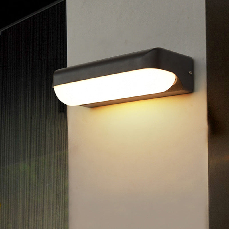 Lisslune | Capsule Flush Wall Lamp Modern Acrylic 1/2-Ball Door Mounted Lamp in Black