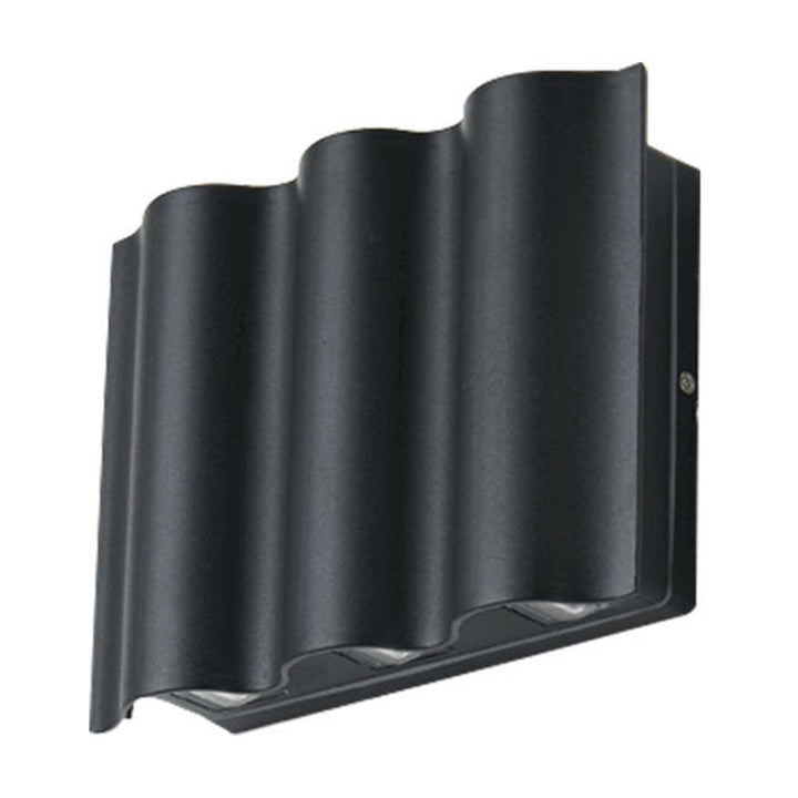Lisslune | 2/4/6-Light Patio LED Wall Light Modern Black Surface Mounted Wall Light with Wavy Metal Shade, Warm/White Light