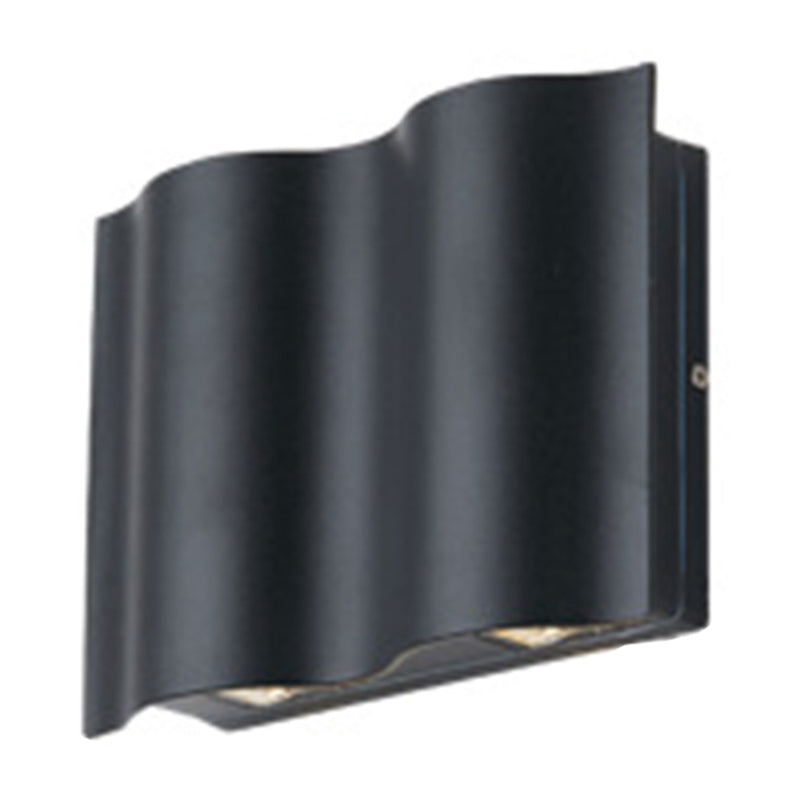 Lisslune | 2/4/6-Light Patio LED Wall Light Modern Black Surface Mounted Wall Light with Wavy Metal Shade, Warm/White Light