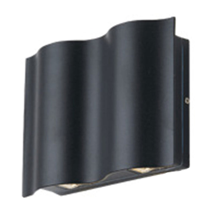 Lisslune | 2/4/6-Light Patio LED Wall Light Modern Black Surface Mounted Wall Light with Wavy Metal Shade, Warm/White Light