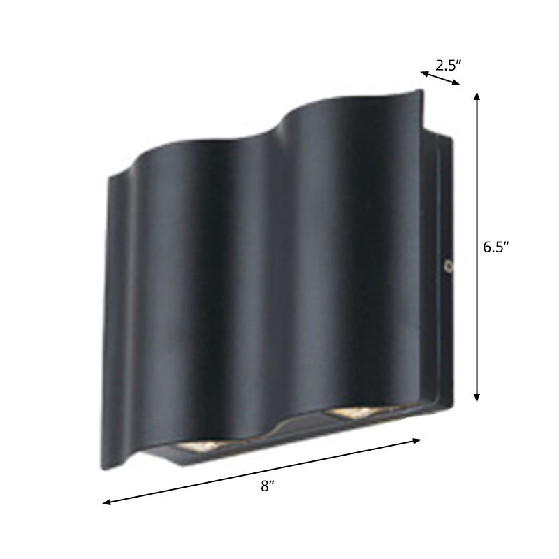 Lisslune | 2/4/6-Light Patio LED Wall Light Modern Black Surface Mounted Wall Light with Wavy Metal Shade, Warm/White Light