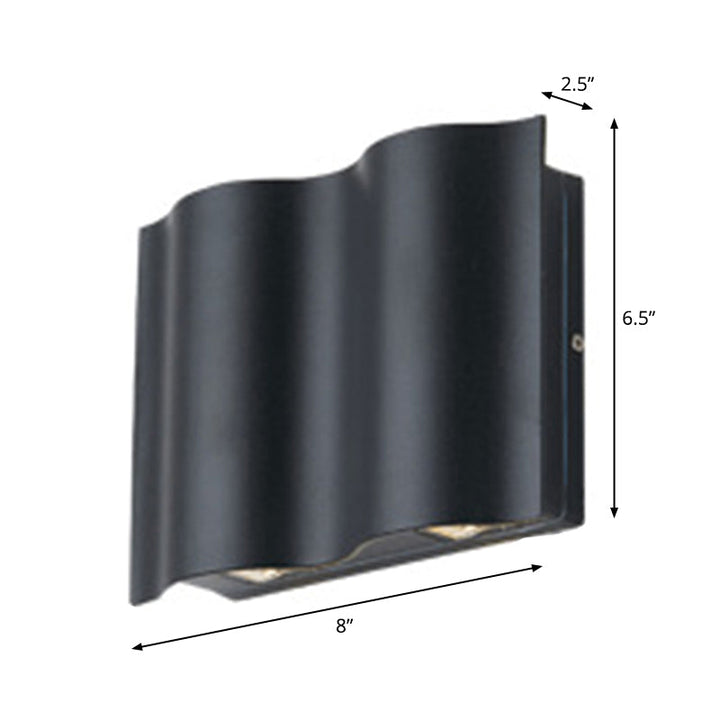 Lisslune | 2/4/6-Light Patio LED Wall Light Modern Black Surface Mounted Wall Light with Wavy Metal Shade, Warm/White Light