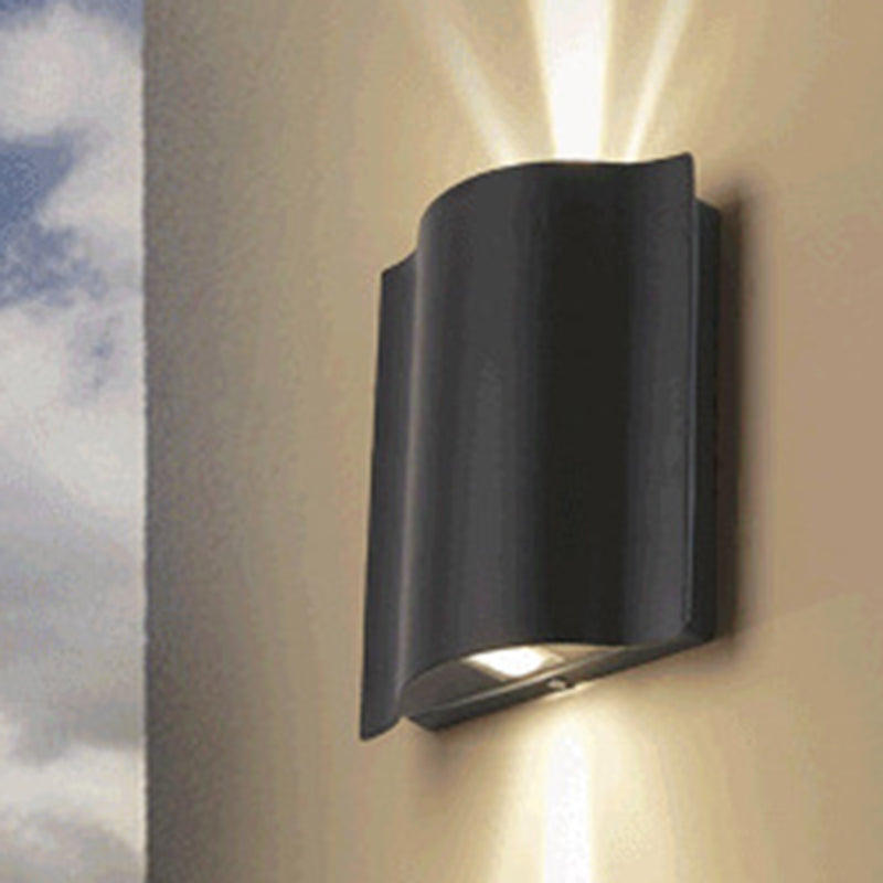 Lisslune | 2/4/6-Light Patio LED Wall Light Modern Black Surface Mounted Wall Light with Wavy Metal Shade, Warm/White Light