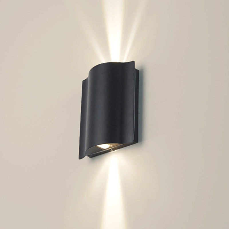 Lisslune | 2/4/6-Light Patio LED Wall Light Modern Black Surface Mounted Wall Light with Wavy Metal Shade, Warm/White Light