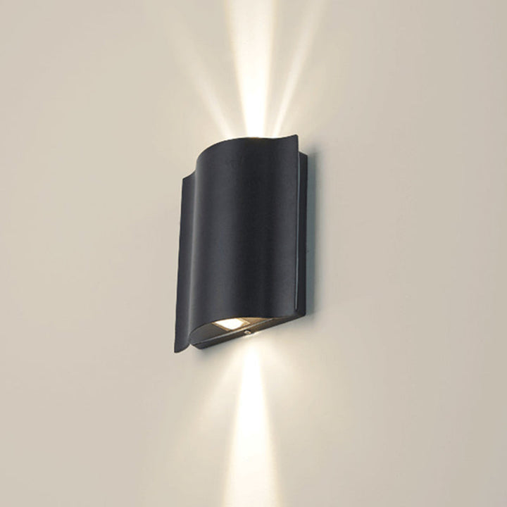 Lisslune | 2/4/6-Light Patio LED Wall Light Modern Black Surface Mounted Wall Light with Wavy Metal Shade, Warm/White Light