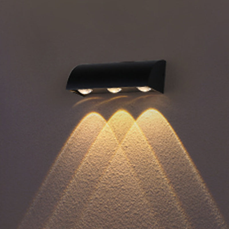 Lisslune | Modern LED Wall Lamp Flush Mount Black Quarter Cylinder Wall Light with Metal Shade