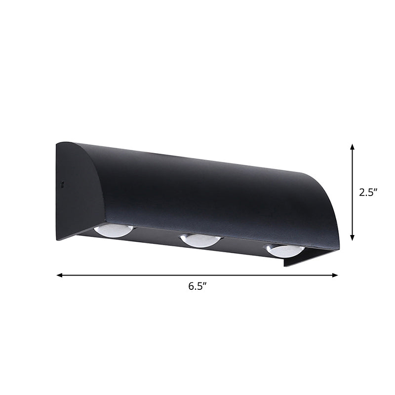 Lisslune | Modern LED Wall Lamp Flush Mount Black Quarter Cylinder Wall Light with Metal Shade
