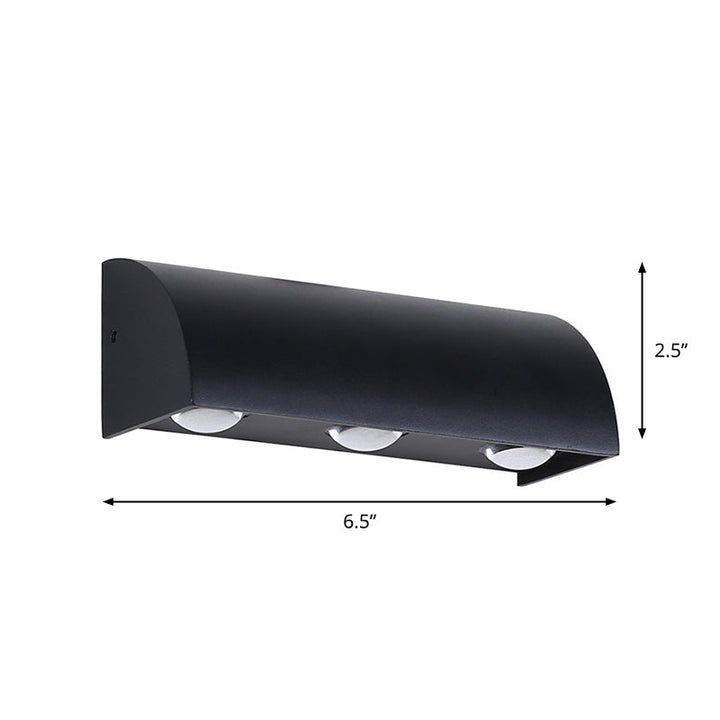 Lisslune | Modern LED Wall Lamp Flush Mount Black Quarter Cylinder Wall Light with Metal Shade