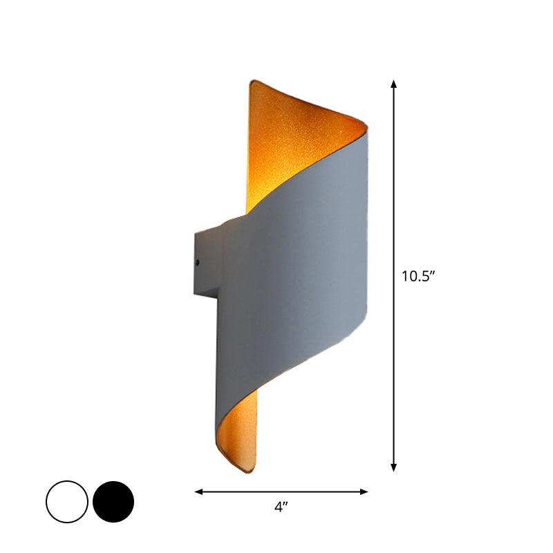 Lisslune | Spiral Foyer Wall Light Aluminum Postmodern LED Wall Lamp in Black/White and Gold Inner