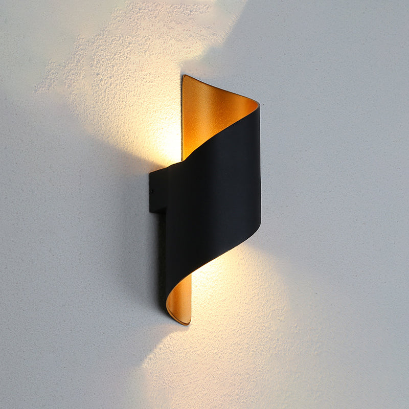 Lisslune | Spiral Foyer Wall Light Aluminum Postmodern LED Wall Lamp in Black/White and Gold Inner
