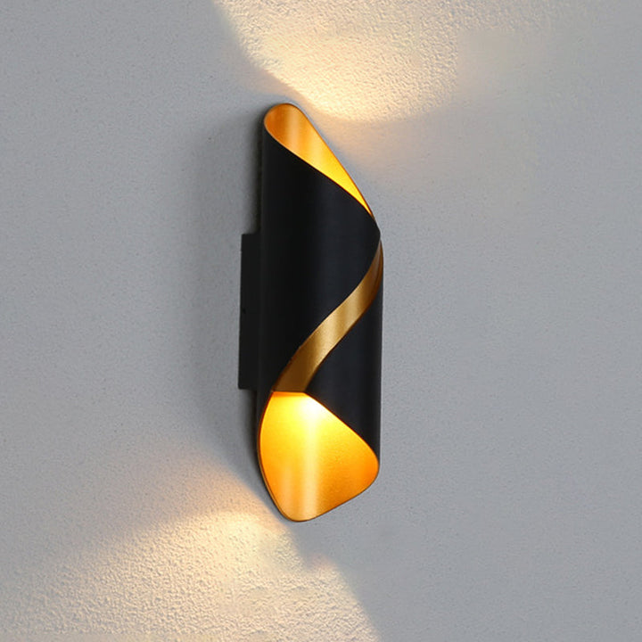 Lisslune | Tube Bathroom Up Down Wall Light Metal Post-Modern LED Wall Lamp in Black and Gold Inside