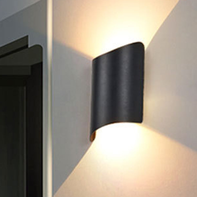 Skørter | Aluminum Curve Wall Washer Sconce Minimalist 2-Light Black LED Wall Lighting for Entrance