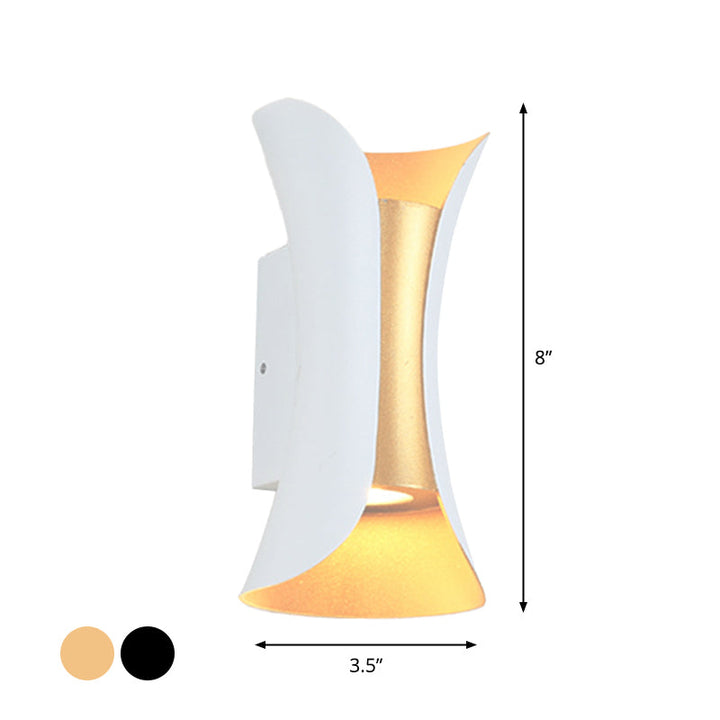 Skørter | Small/Big Flared LED Wall Lamp Modern Metal 2 Lights Black/White/White-Gold Down Light for Terrace