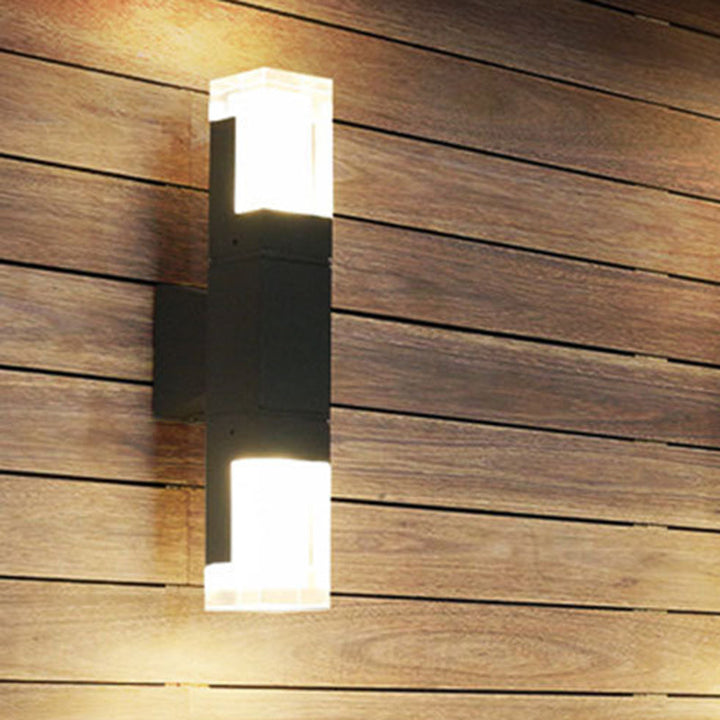 Lisslune | Rectangular Courtyard Wall Light Acrylic 1/2-Head Minimalist LED Wall Light in Black, Warm/White Light