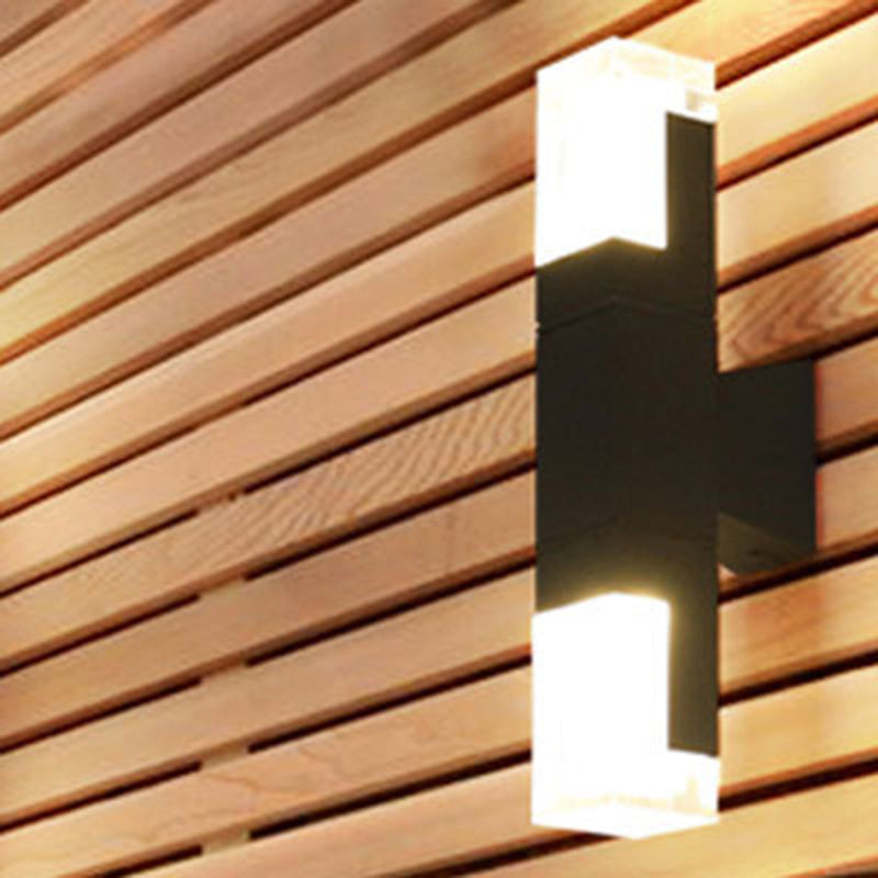 Lisslune | Rectangular Courtyard Wall Light Acrylic 1/2-Head Minimalist LED Wall Light in Black, Warm/White Light
