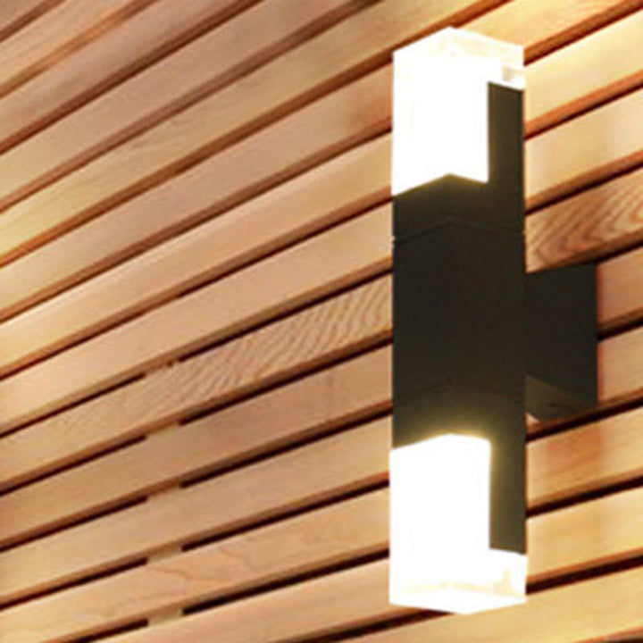 Lisslune | Rectangular Courtyard Wall Light Acrylic 1/2-Head Minimalist LED Wall Light in Black, Warm/White Light