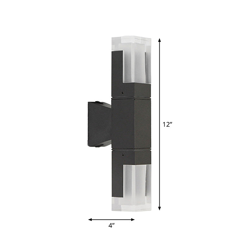 Lisslune | Rectangular Courtyard Wall Light Acrylic 1/2-Head Minimalist LED Wall Light in Black, Warm/White Light