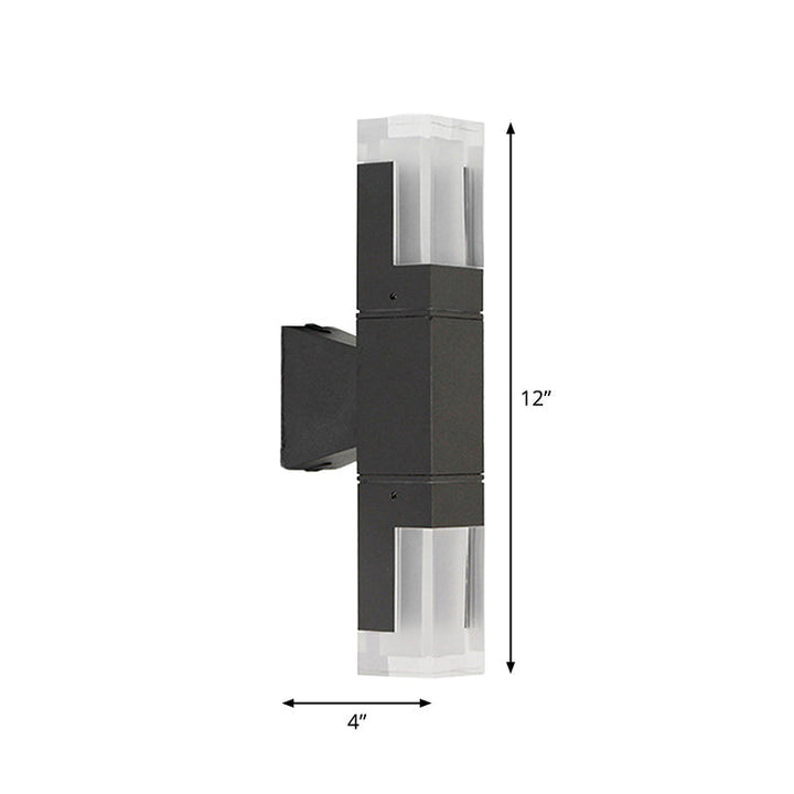 Lisslune | Rectangular Courtyard Wall Light Acrylic 1/2-Head Minimalist LED Wall Light in Black, Warm/White Light
