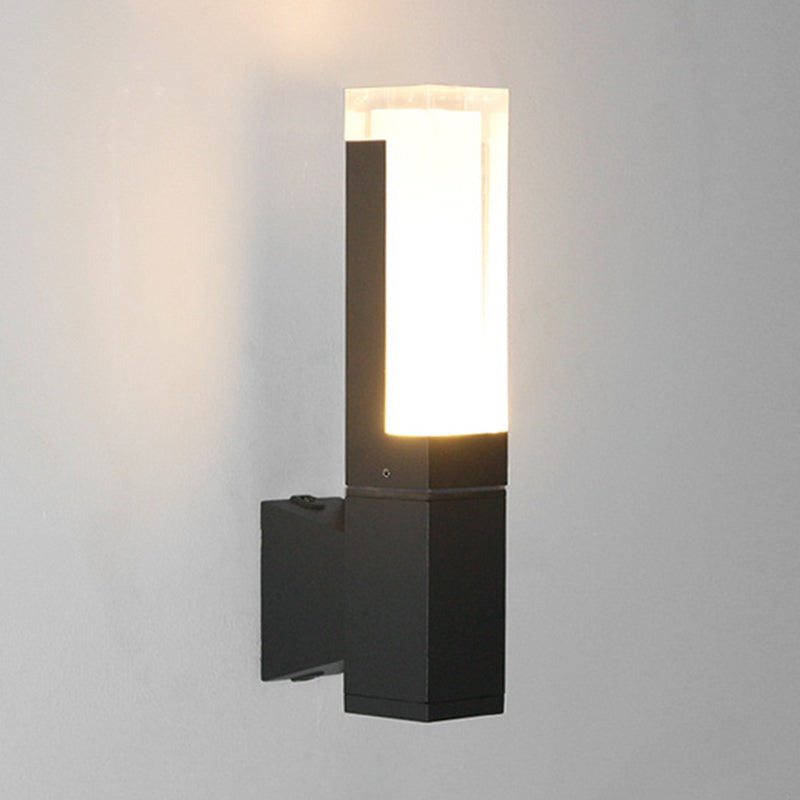 Lisslune | Rectangular Courtyard Wall Light Acrylic 1/2-Head Minimalist LED Wall Light in Black, Warm/White Light