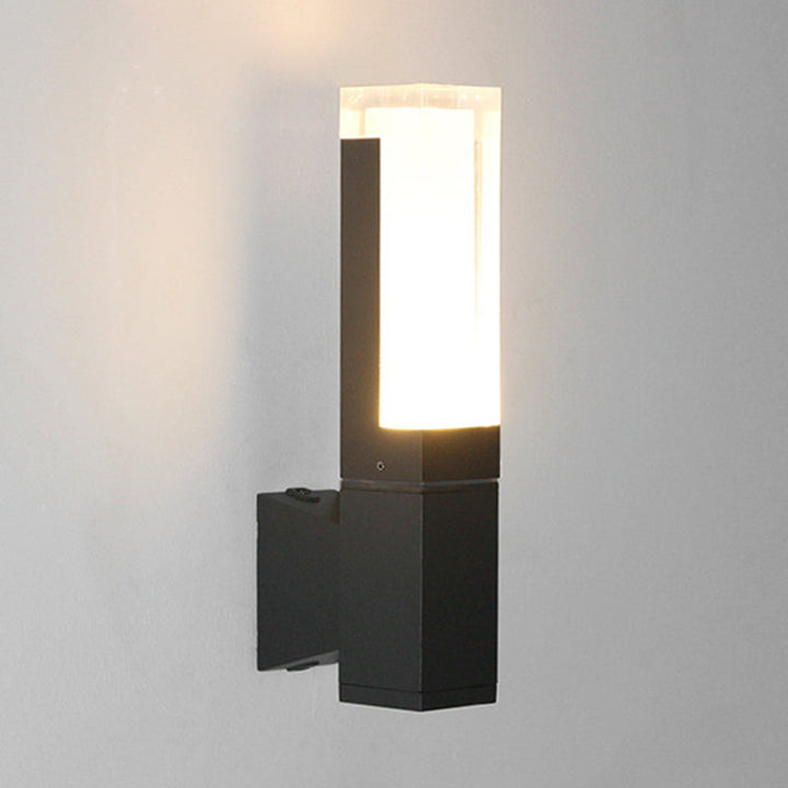 Lisslune | Rectangular Courtyard Wall Light Acrylic 1/2-Head Minimalist LED Wall Light in Black, Warm/White Light