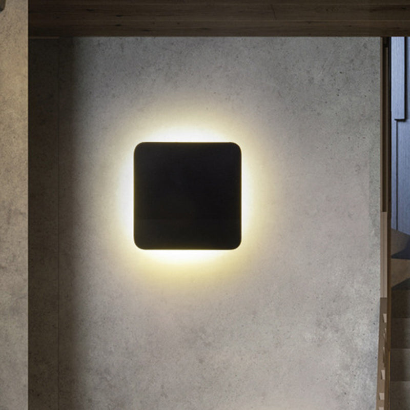 Skørter | Round/Square Surface Mount Wall Lamp Minimalist Aluminum Hall LED Wall Light in Black