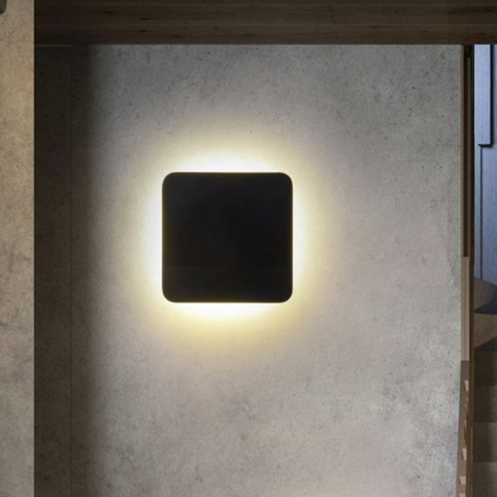 Skørter | Round/Square Surface Mount Wall Lamp Minimalist Aluminum Hall LED Wall Light in Black