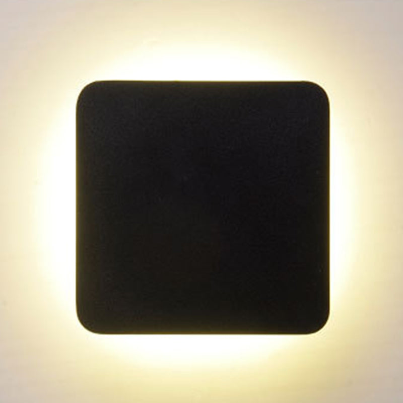 Skørter | Round/Square Surface Mount Wall Lamp Minimalist Aluminum Hall LED Wall Light in Black