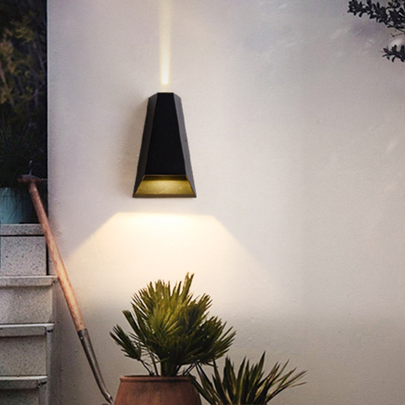 Lisslune | Triangle Patio LED Wall Light Aluminum Simple Style Ceiling Light Wall Mounted Light in Black, Warm/White Light