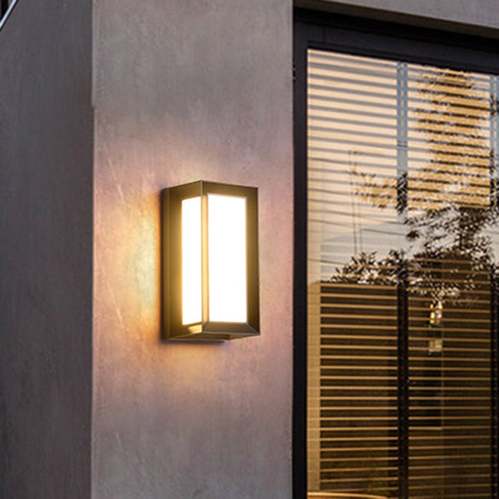 Lisslune | Sound Activated Rectangle Wall Sconce Modern Plastic Entrance Gate LED Wall Mounted Lamp in Black