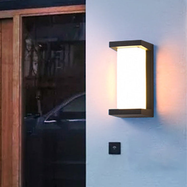 Lisslune | Sound Activated Rectangle Wall Sconce Modern Plastic Entrance Gate LED Wall Mounted Lamp in Black