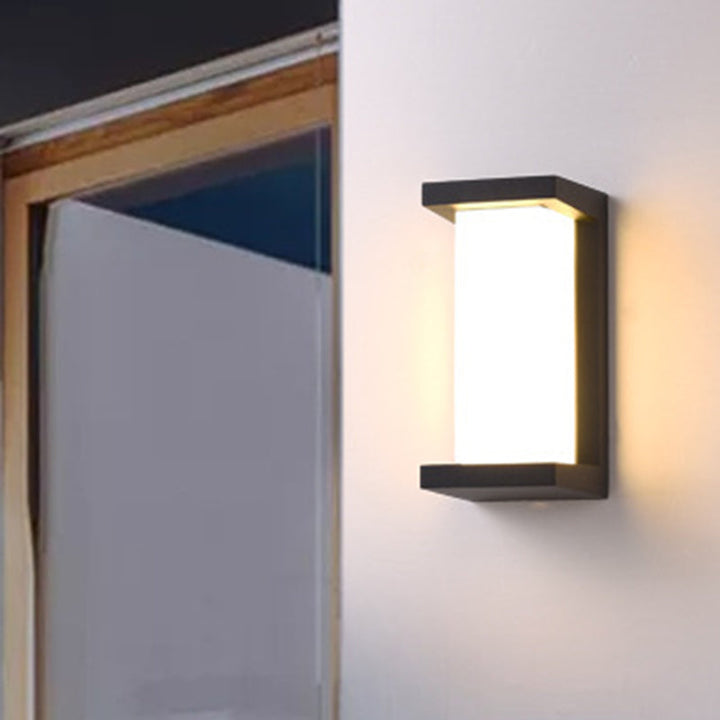 Lisslune | Sound Activated Rectangle Wall Sconce Modern Plastic Entrance Gate LED Wall Mounted Lamp in Black