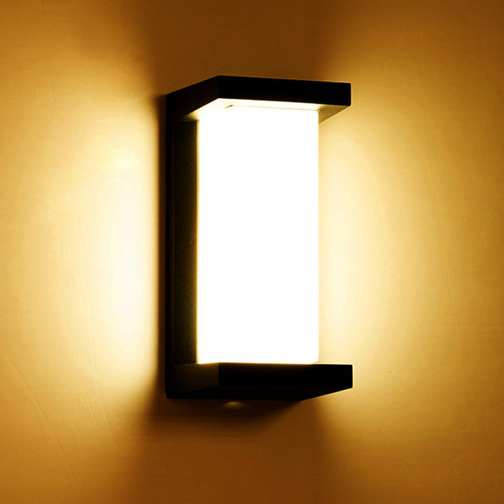Lisslune | Sound Activated Rectangle Wall Sconce Modern Plastic Entrance Gate LED Wall Mounted Lamp in Black