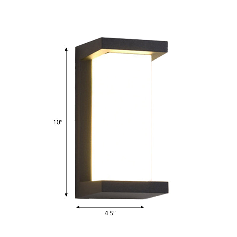 Lisslune | Sound Activated Rectangle Wall Sconce Modern Plastic Entrance Gate LED Wall Mounted Lamp in Black