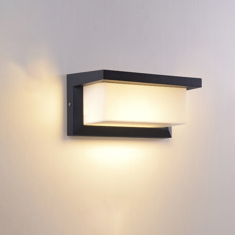 Lisslune | Sound Activated Rectangle Wall Sconce Modern Plastic Entrance Gate LED Wall Mounted Lamp in Black