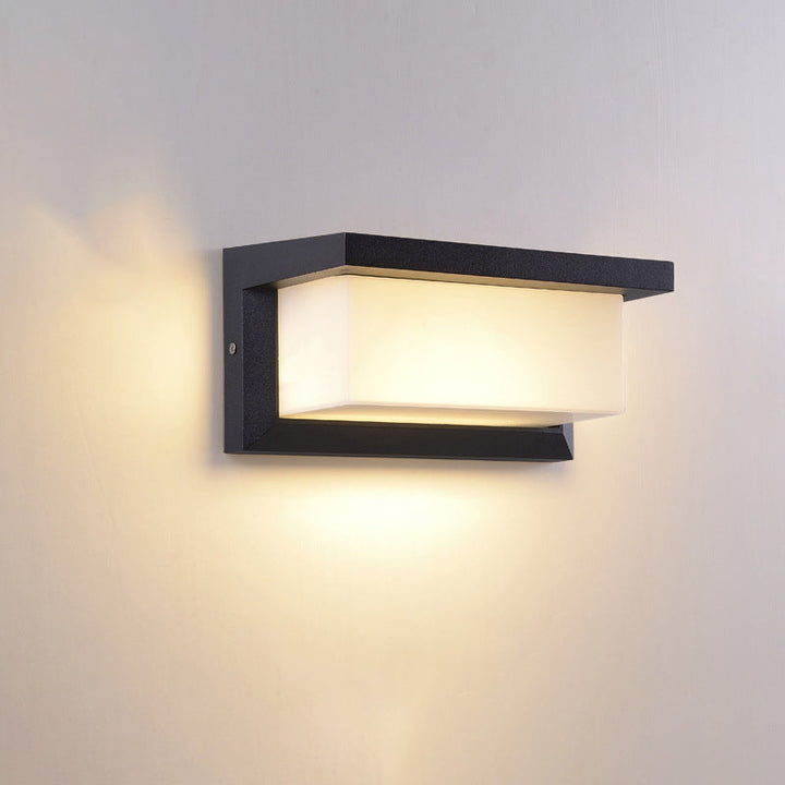 Lisslune | Sound Activated Rectangle Wall Sconce Modern Plastic Entrance Gate LED Wall Mounted Lamp in Black