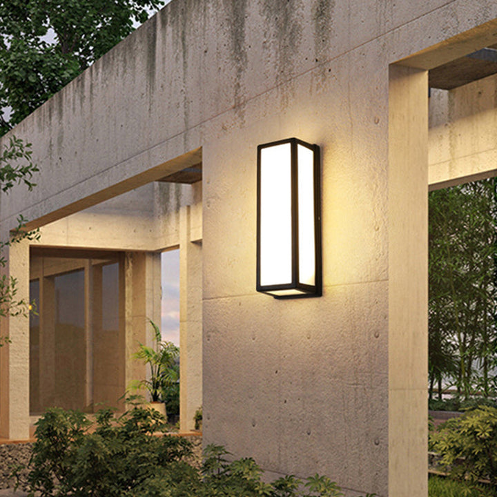 Skørter | Small/Big Rectangular Patio Wall Light Lamp Plastic Simplicity LED Ceiling Mounted Wall Lamp in Black