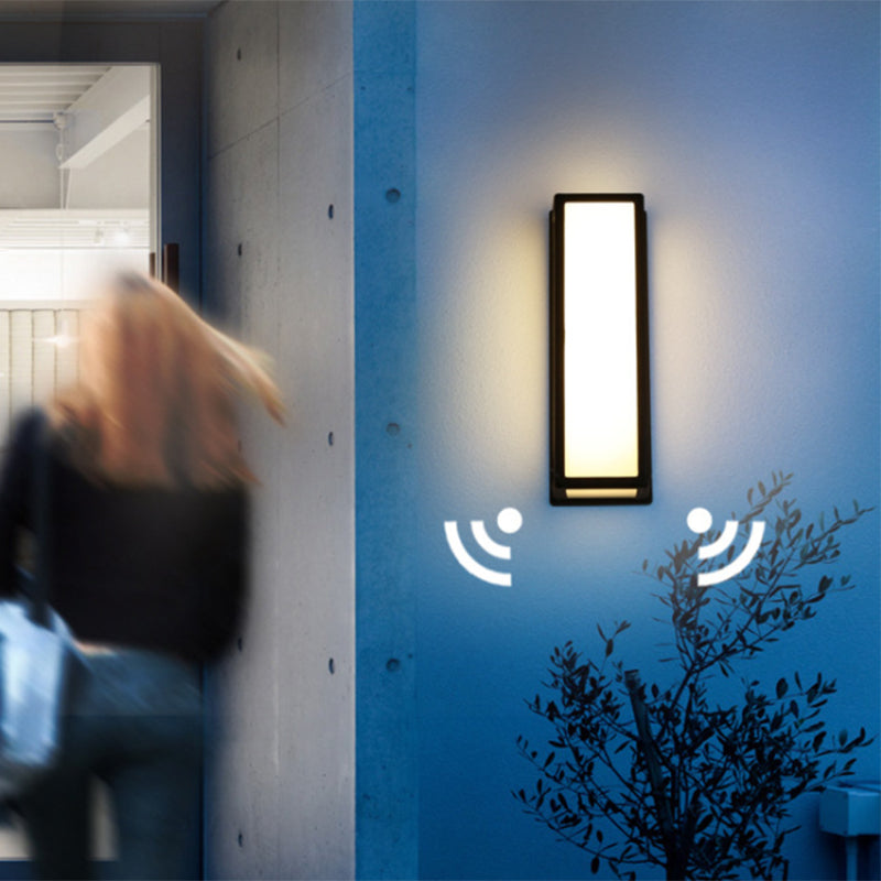 Skørter | Small/Big Rectangular Patio Wall Light Lamp Plastic Simplicity LED Ceiling Mounted Wall Lamp in Black
