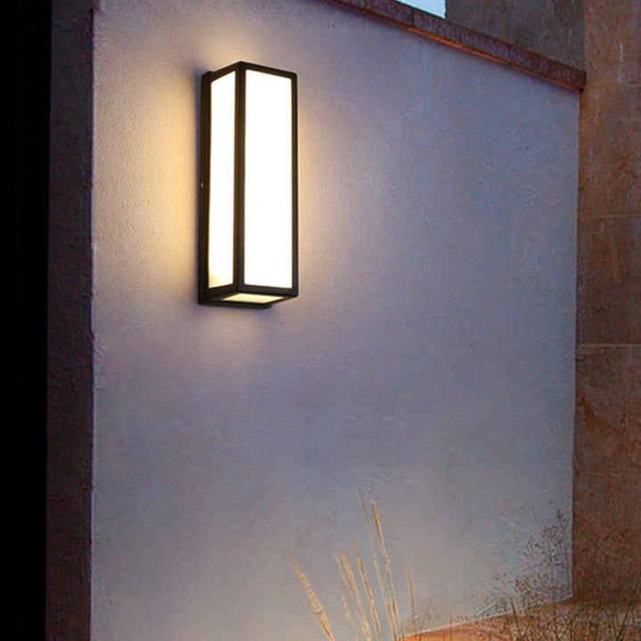 Skørter | Small/Big Rectangular Patio Wall Light Lamp Plastic Simplicity LED Ceiling Mounted Wall Lamp in Black