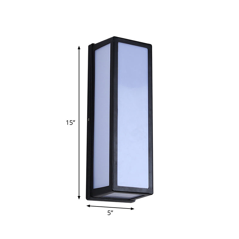 Skørter | Small/Big Rectangular Patio Wall Light Lamp Plastic Simplicity LED Ceiling Mounted Wall Lamp in Black
