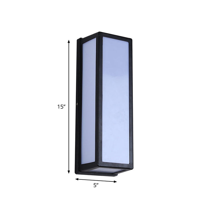 Skørter | Small/Big Rectangular Patio Wall Light Lamp Plastic Simplicity LED Ceiling Mounted Wall Lamp in Black