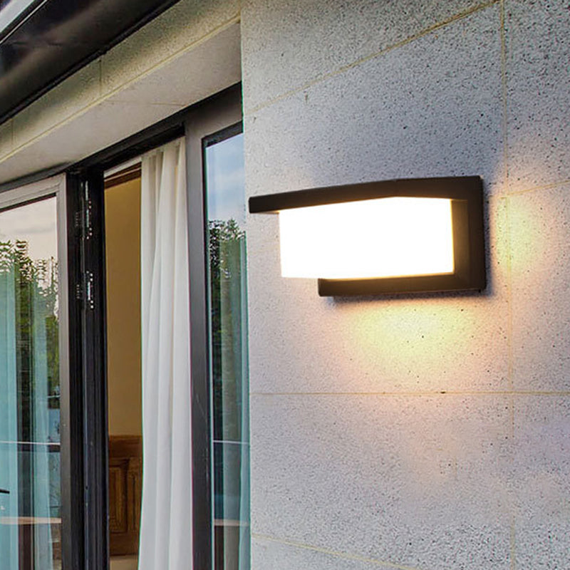 Lisslune | Arc/Rectangle/Oblong LED Wall Light Contemporary Aluminium Black Flush Mount Wall Light for Courtyard