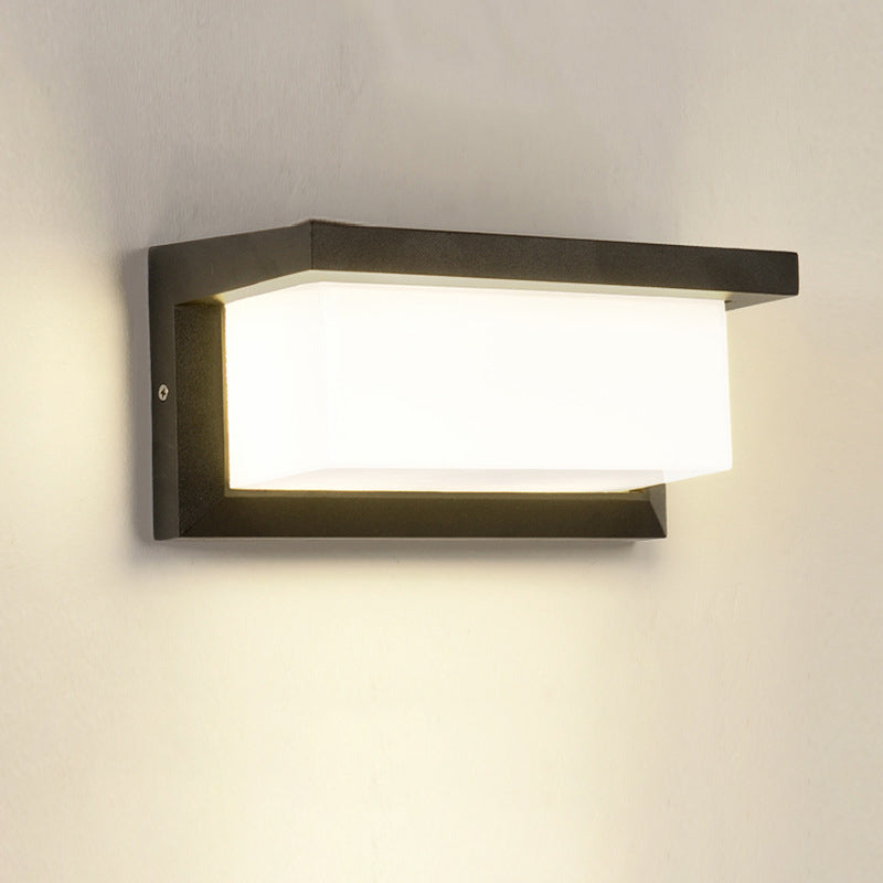 Lisslune | Arc/Rectangle/Oblong LED Wall Light Contemporary Aluminium Black Flush Mount Wall Light for Courtyard