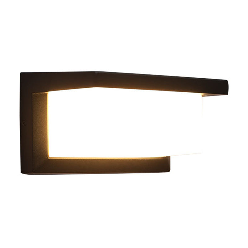 Lisslune | Arc/Rectangle/Oblong LED Wall Light Contemporary Aluminium Black Flush Mount Wall Light for Courtyard