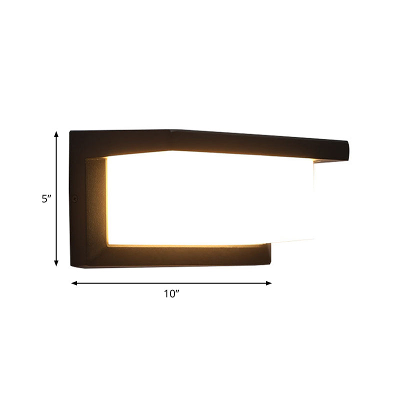 Lisslune | Arc/Rectangle/Oblong LED Wall Light Contemporary Aluminium Black Flush Mount Wall Light for Courtyard