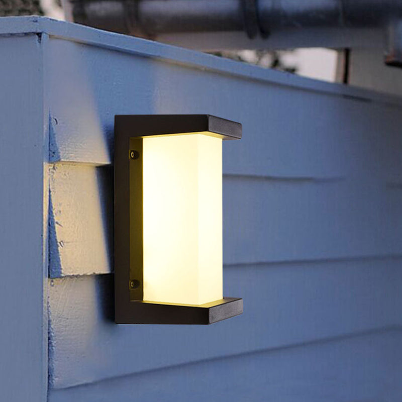 Lisslune | Arc/Rectangle/Oblong LED Wall Light Contemporary Aluminium Black Flush Mount Wall Light for Courtyard