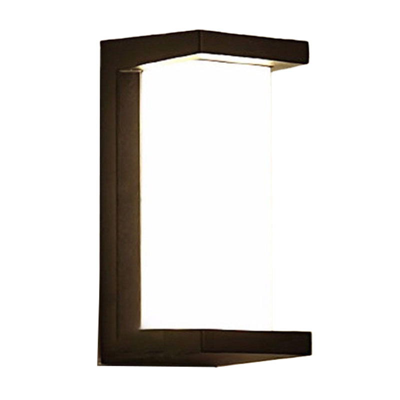 Lisslune | Arc/Rectangle/Oblong LED Wall Light Contemporary Aluminium Black Flush Mount Wall Light for Courtyard