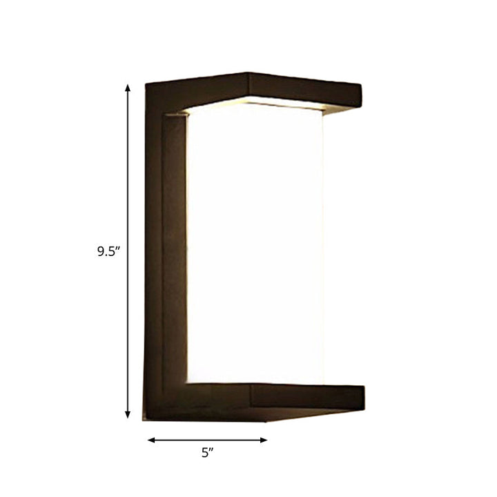 Lisslune | Arc/Rectangle/Oblong LED Wall Light Contemporary Aluminium Black Flush Mount Wall Light for Courtyard