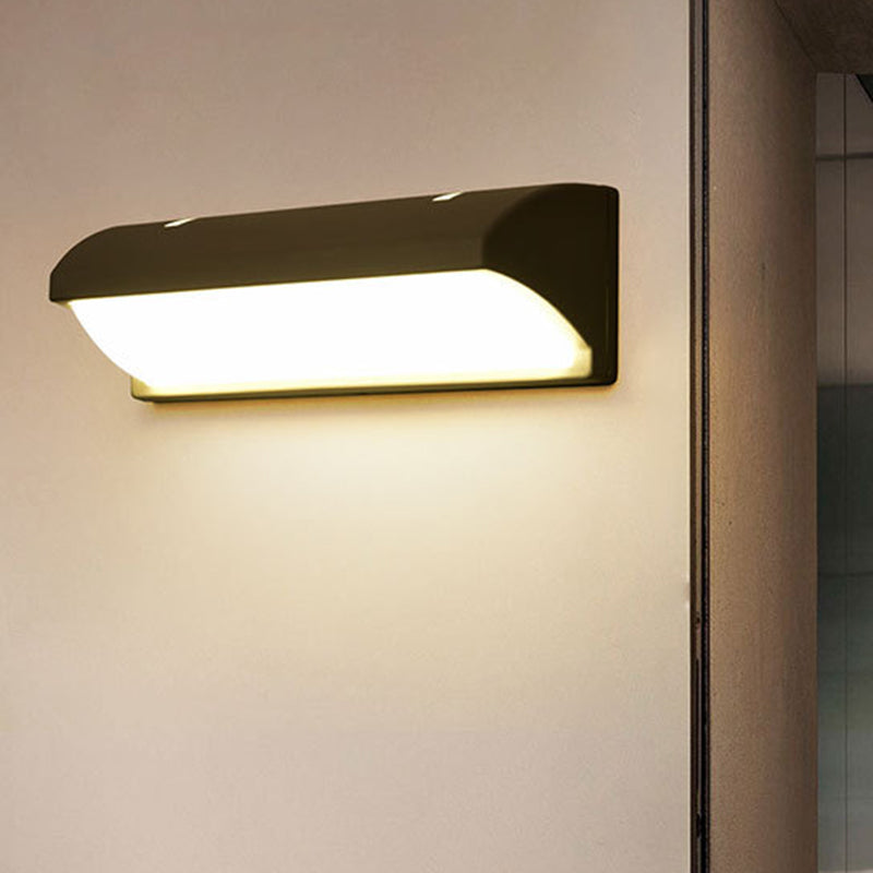 Lisslune | Arc/Rectangle/Oblong LED Wall Light Contemporary Aluminium Black Flush Mount Wall Light for Courtyard
